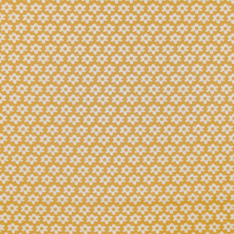 Tissu Imprime Paquerette Ocre 