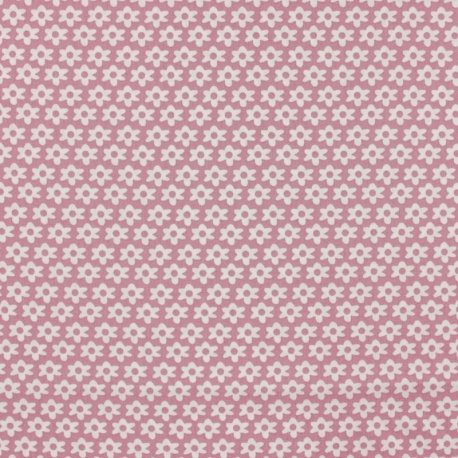 Tissu Imprime Paquerette Vieux Rose