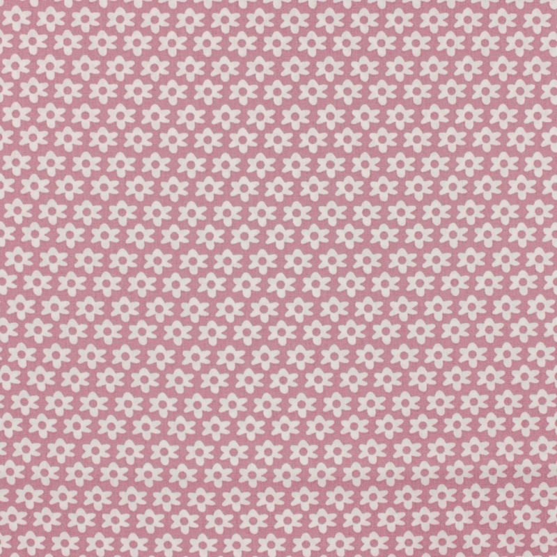 Tissu Imprime Paquerette Vieux Rose