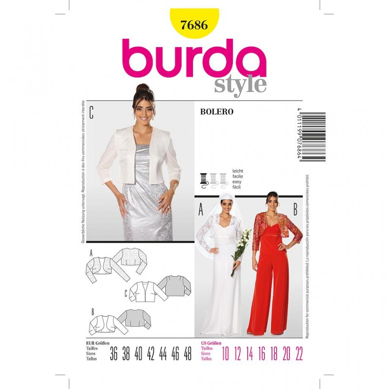 Patron Burda Style 7686 Boléro 36/48