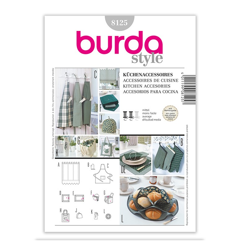 Patron Burda Créative 8125 Accessoires pour la cuisine