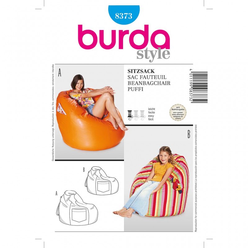 Patron Burda Créative 8373 Fauteuil Sac