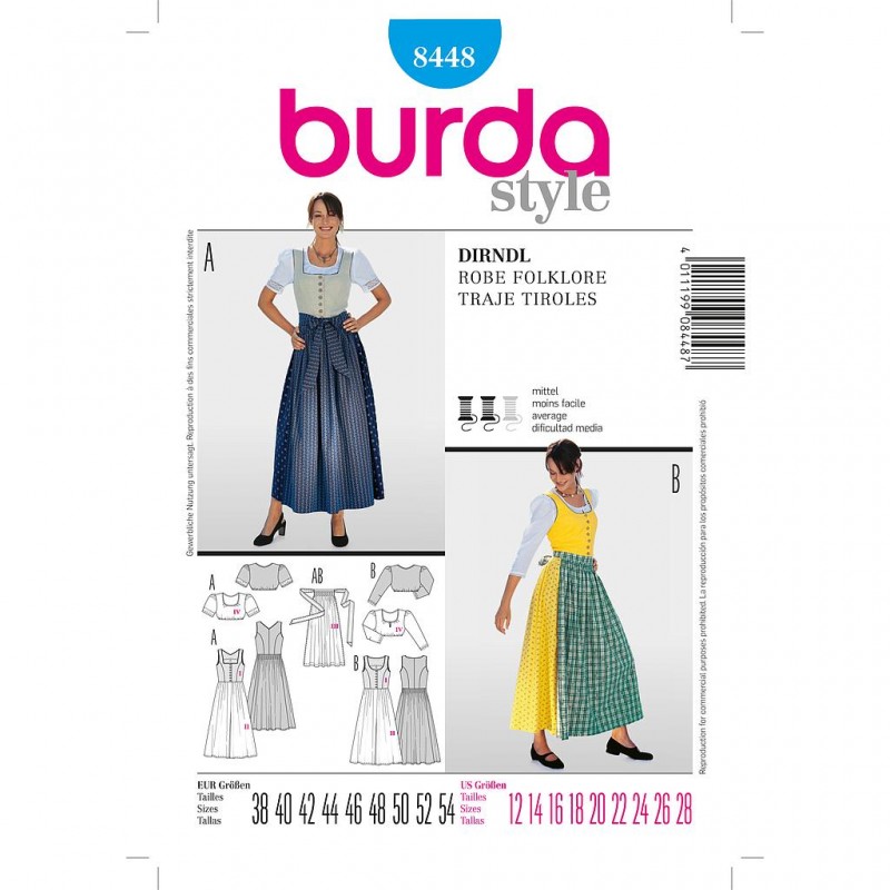 Patron Burda Style 8448 Ensemble Bavarois 38/54