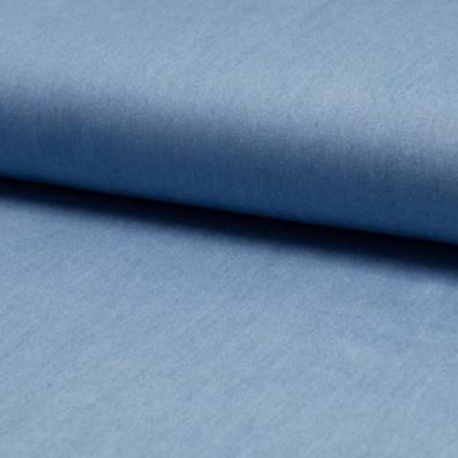 Tissu Chambray Uni Bleu Blanchi 