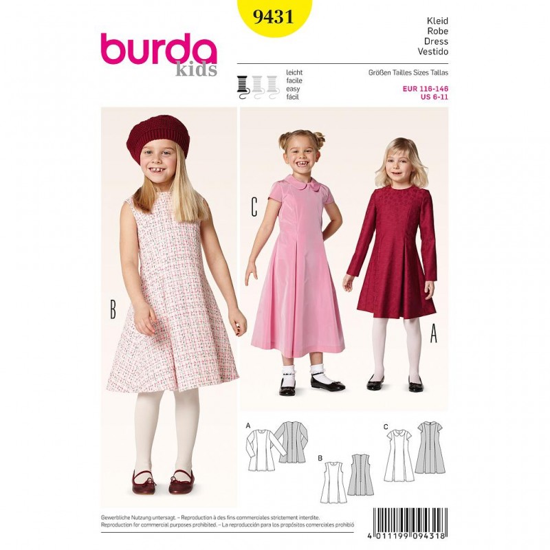 Patron Burda Kids 9431 Robe 116/146CM