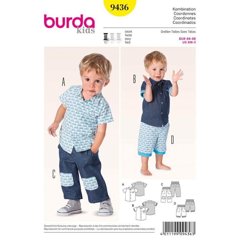 Patron Burda Kids 9436 Coordonnées 68/98