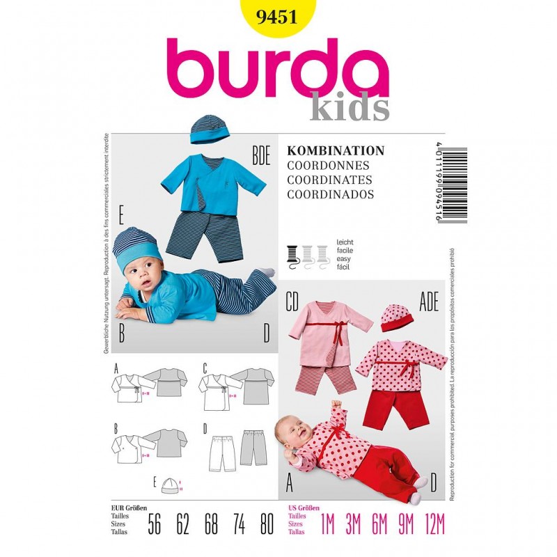 Patron Burda Kids 9451 Coordonnés 56/80