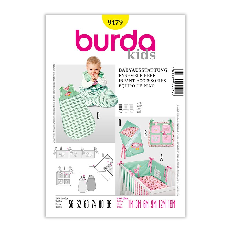 Patron Burda Kids 9479 Ensemble bébé 56/86