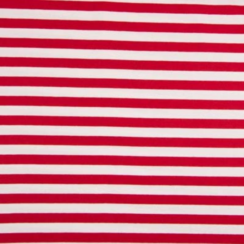 Tissu Sweat Tisse Teint Rayures Rouge