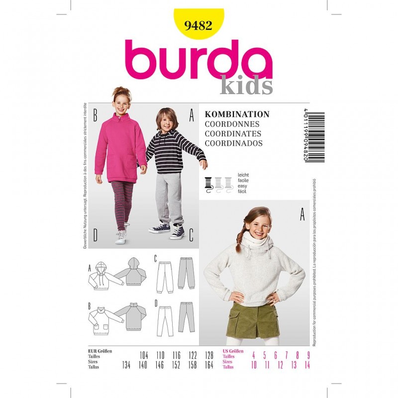 Patron Burda Kids 9482 Coordonnés 104/164