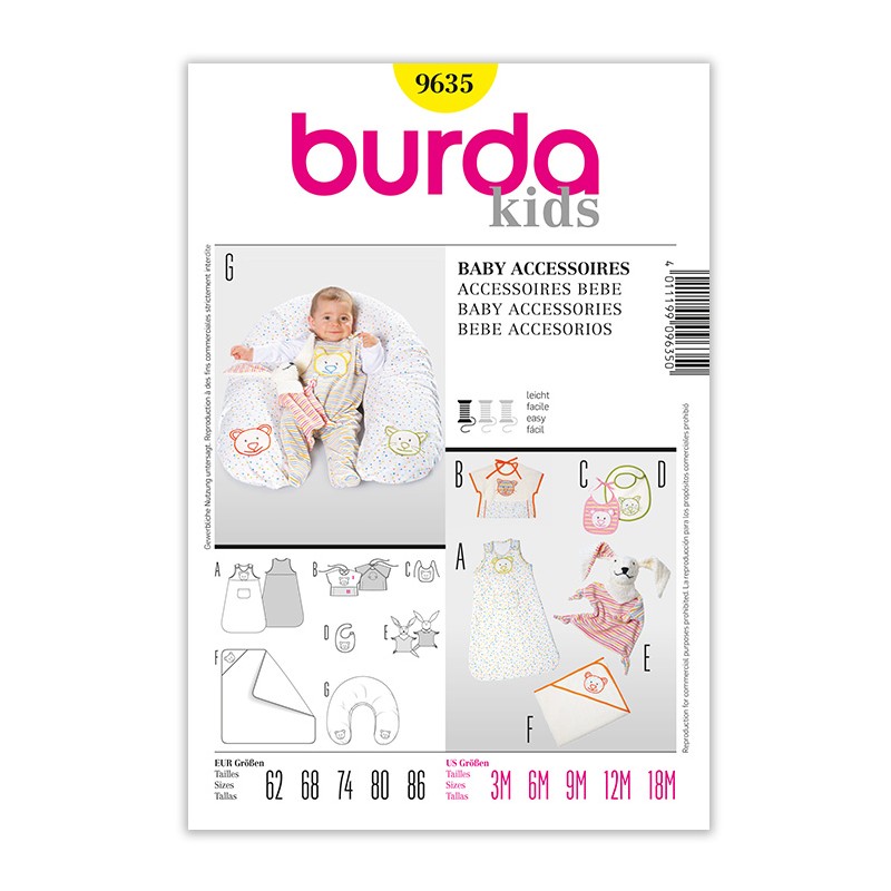 Patron Burda Kids 9635 Accessoires Bébé 62/86