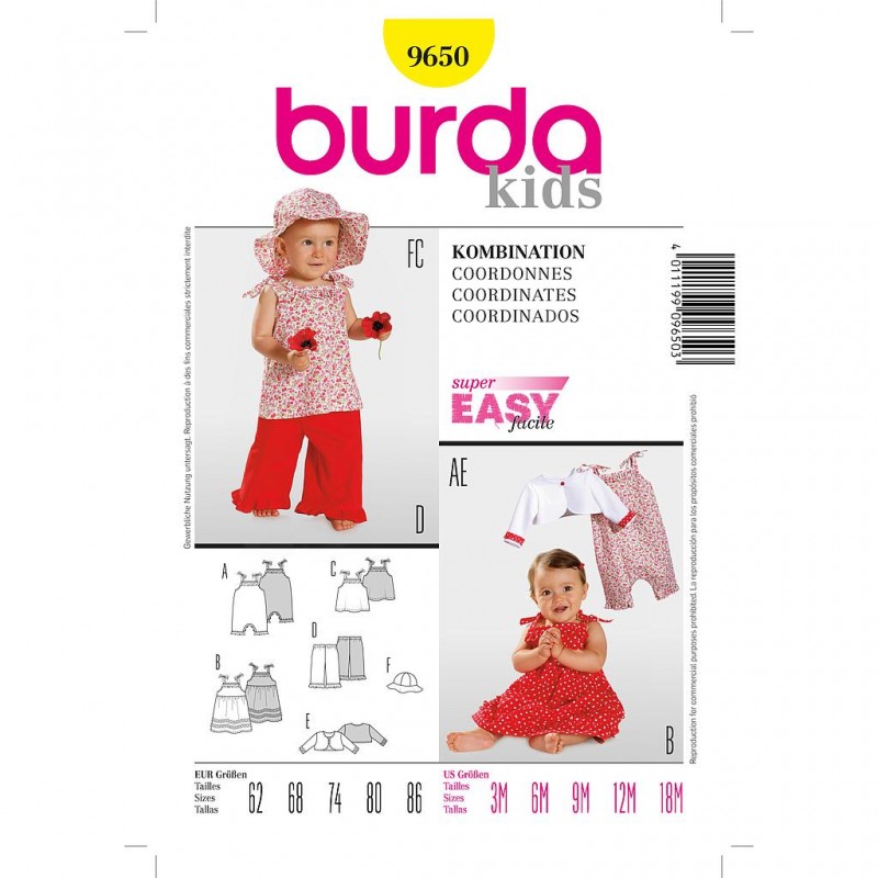 Patron Burda Kids 9650 Coordonné 62/86