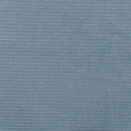 Tissu Jersey Aspect Velours Côtelé Bleu