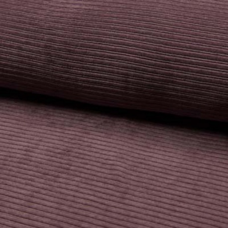 Tissu Jersey Aspect Velours Côtelé Mauve