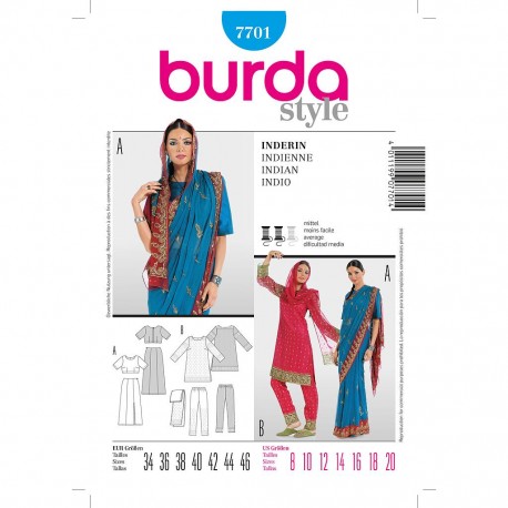 Patron Burda Style 7701 Historique Indienne 34/46