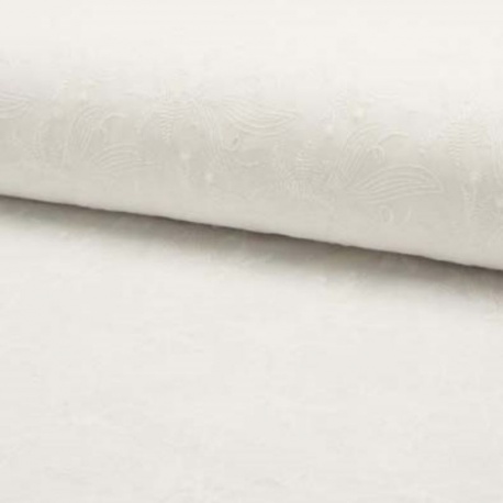 Tissu Broderie Anglaise floral Ecru 