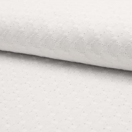 Tissu Broderie Anglaise Petits Losanges Blanc