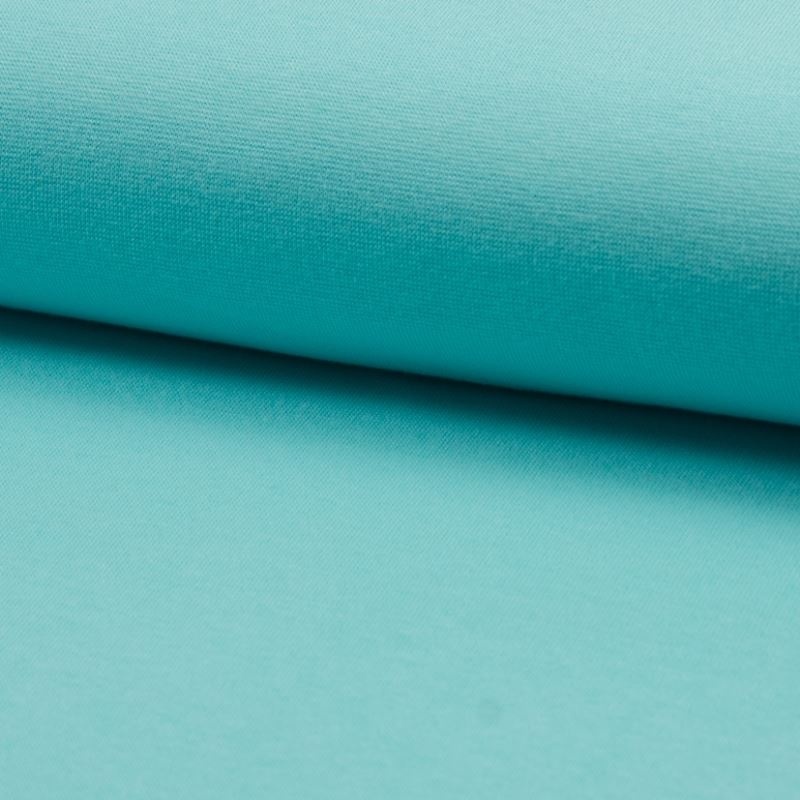 Tissu Bord Côte Coton Gratté Bio Uni Aqua