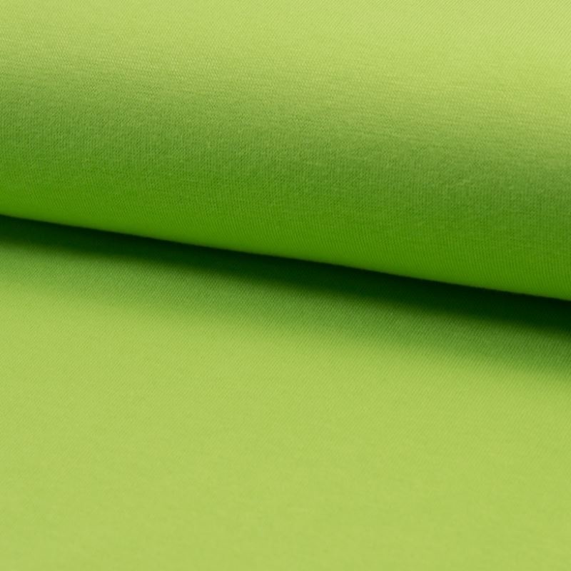Tissu Bord Côte Coton Gratté Bio Uni Lime