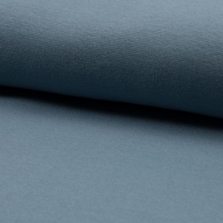 Tissu Bord Côte Coton Gratté Bio Uni Bleu Gris