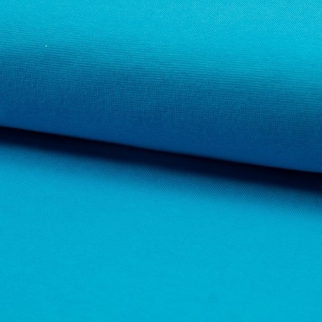 Tissu Bord Côte Coton Gratté Bio Uni Turquoise
