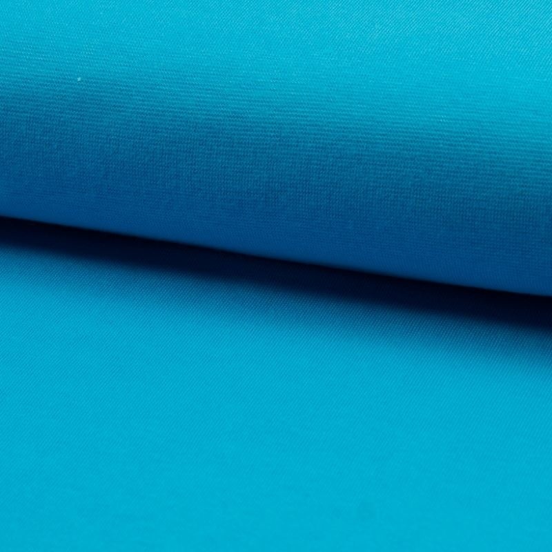 Tissu Bord Côte Coton Gratté Bio Uni Turquoise