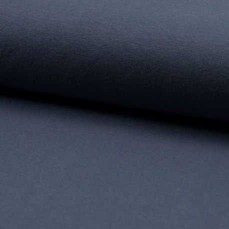Tissu Bord Côte Coton Gratté Bio Uni Coloris Jeans