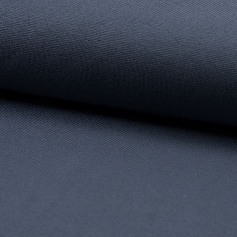 Tissu Bord Côte Coton Gratté Bio Uni Coloris Jeans