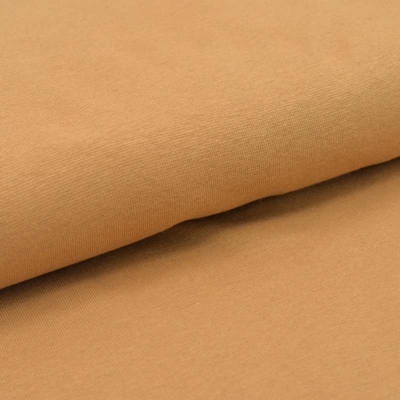 Tissu Bord Côte Coton Gratté Bio Uni Caramel