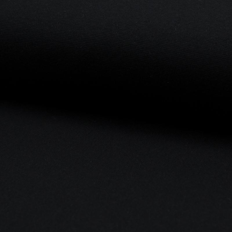 Tissu Bord Côte Coton Gratté Bio Uni Noir
