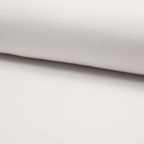 Tissu Bord Côte Coton Gratté Bio Uni Blanc