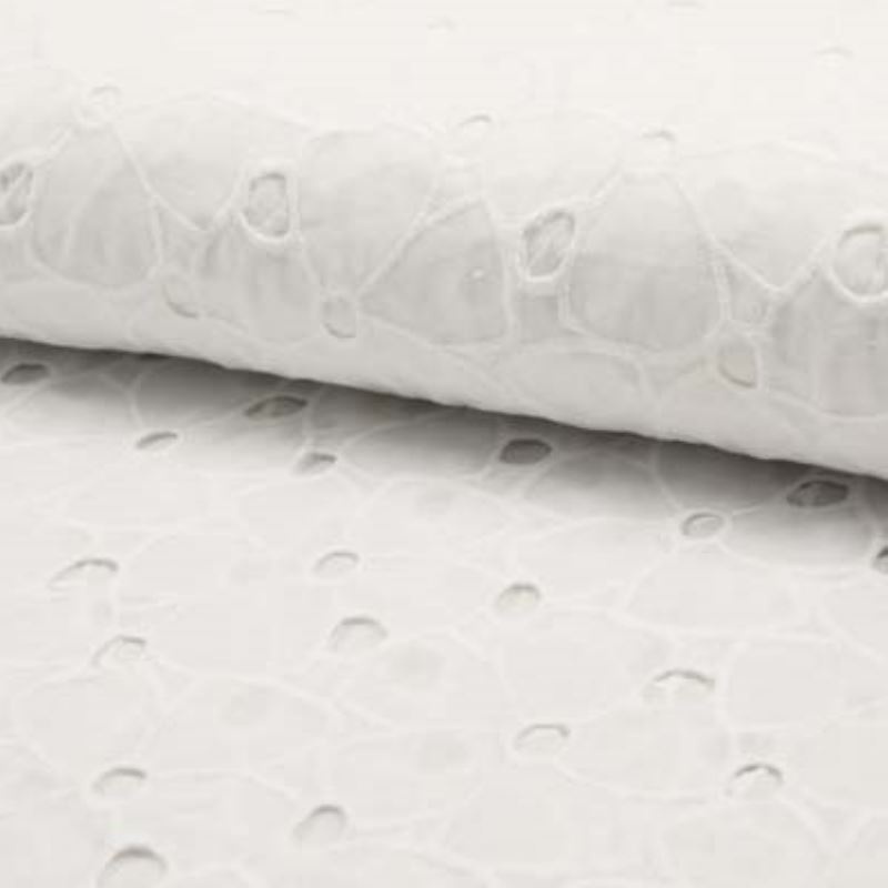 Tissu Broderie Anglaise Bouquet Blanc