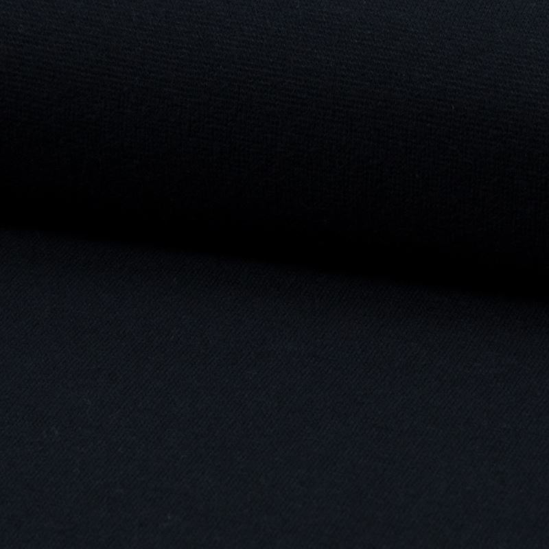 Tissu Bord Côte Coton Gratté Bio Uni Navy