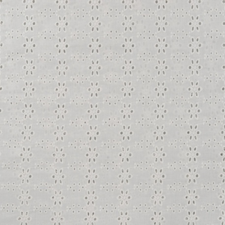 Tissu Broderie Anglaise Petites Fleurs Ecru