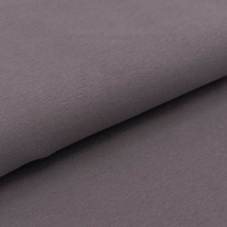 Tissu Bord Côte Coton Gratté Bio Uni Taupe Gris