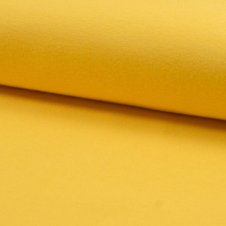 Tissu Bord Côte Coton Gratté Bio Uni Jaune