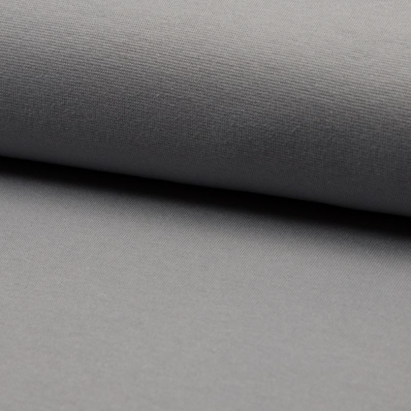 Tissu Bord Côte Coton Gratté Bio Uni Gris