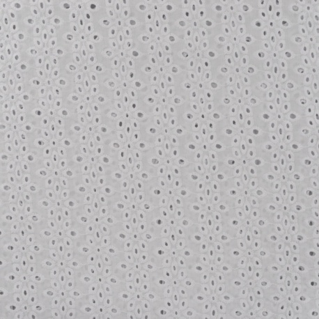 Tissu Broderie Anglaise Fleurs Blanc