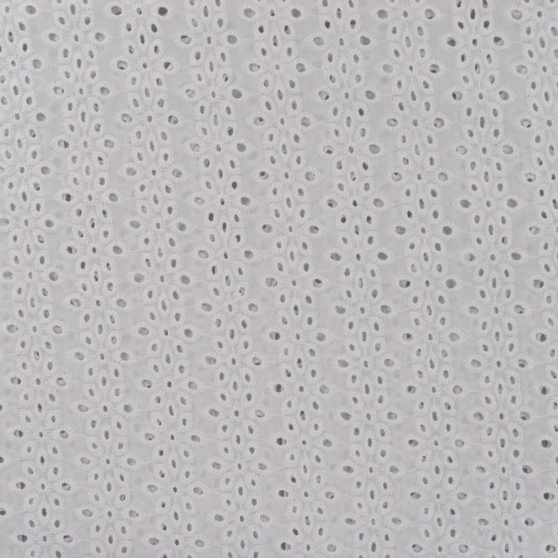 Tissu Broderie Anglaise Fleurs Blanc