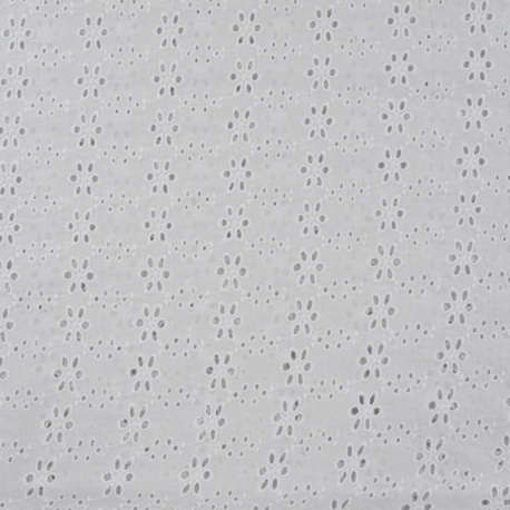 Tissu Broderie Anglaise Petites Fleurs Blanc