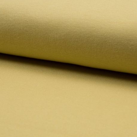 Tissu Bord Côte Coton Gratté Bio Uni Jaune Poudré