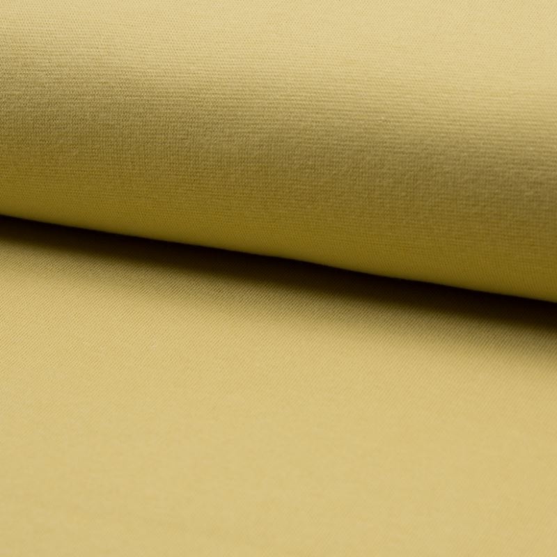 Tissu Bord Côte Coton Gratté Bio Uni Jaune Poudré