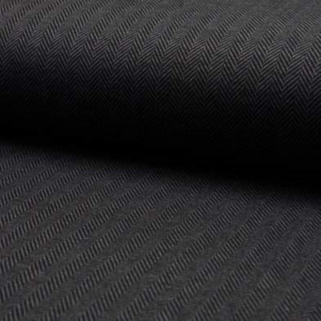 Tissu Jacquard Herringbone Noir Gris