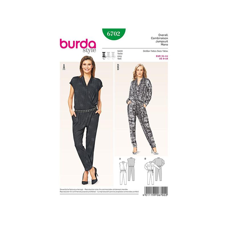 Patron Burda Style 6702 Combinaison 34/44