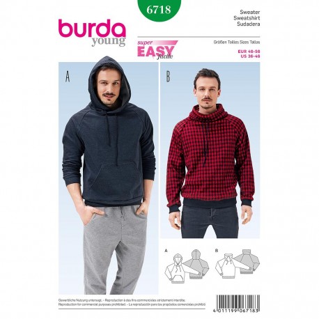 Patron Burda Style 6718 Sweatshirt 46/56