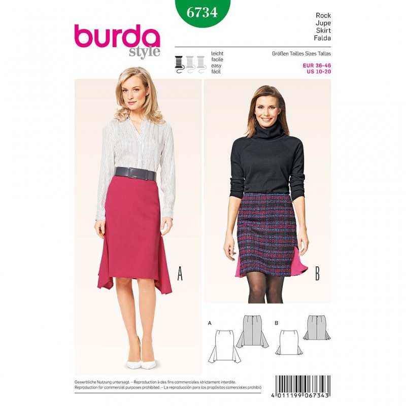 Patron Burda Style 6734 Jupe 36/46