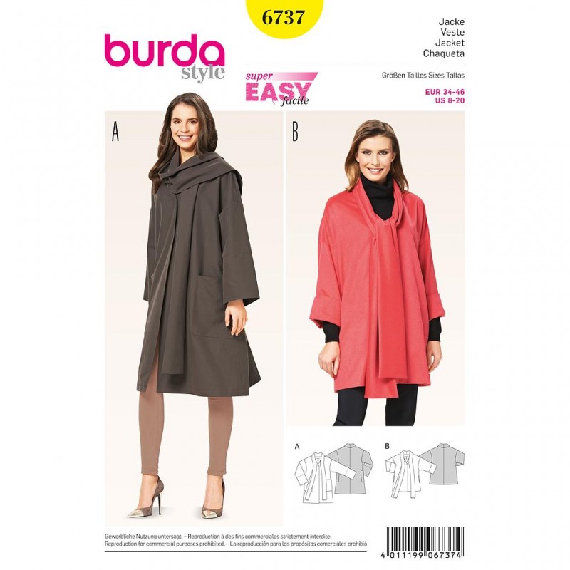 Patron Burda Style 6737 Veste 34/46