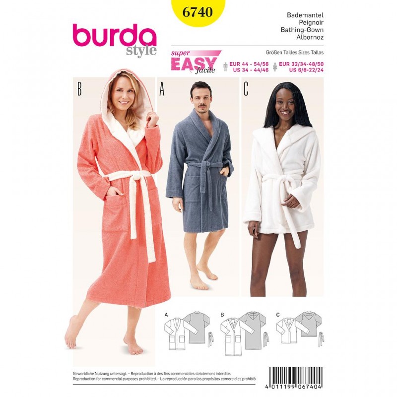 Patron Burda Style 6740 Peignoir 32/50