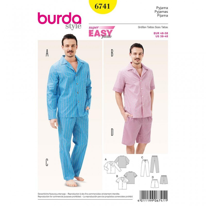 Patron Burda Style 6741 Pyjama 48/58