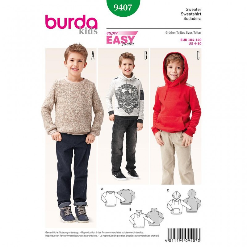 Patron Burda Kids 9407 Sweatshirt 104/140